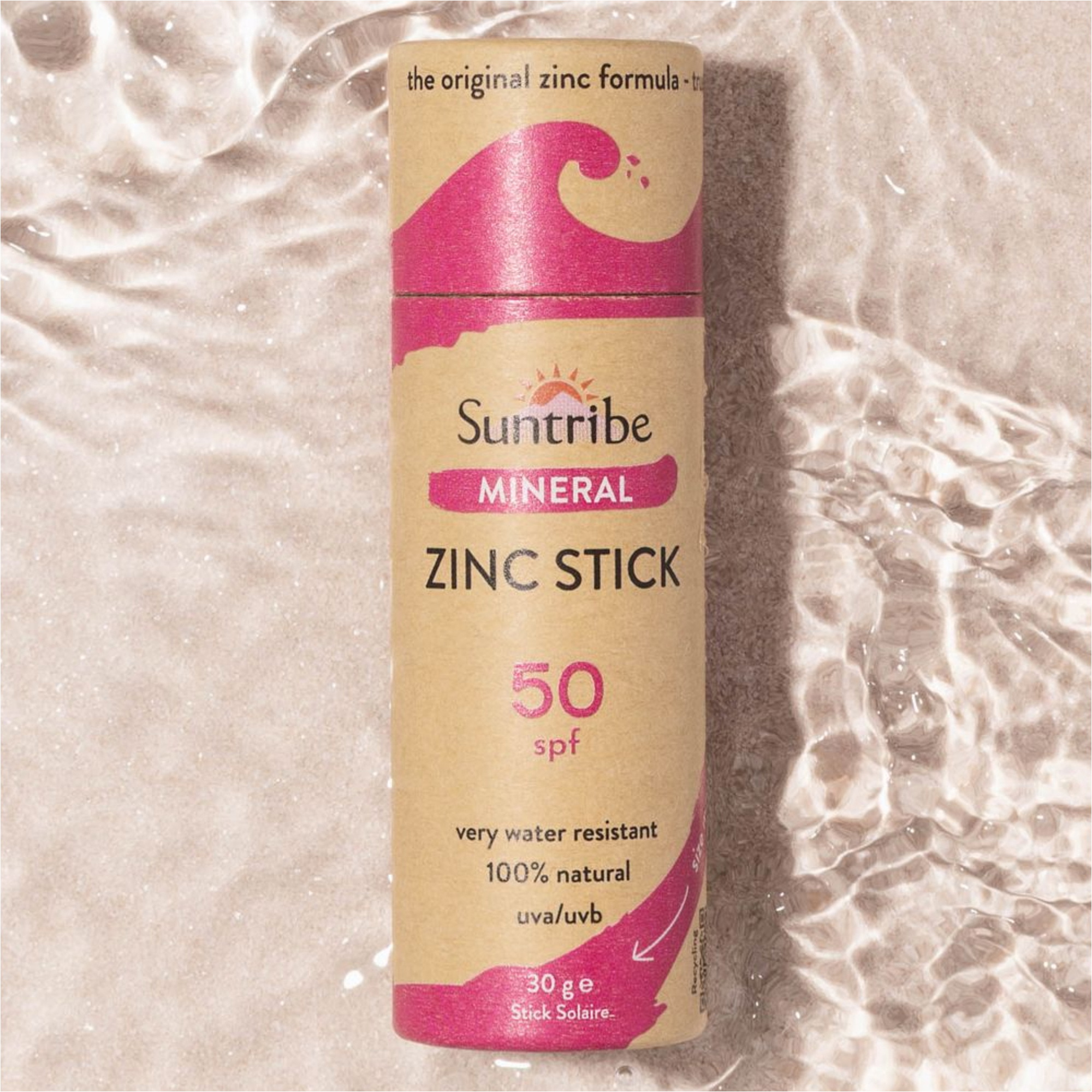 2026 Suntribe Organic Mineral Zinc Sun Stick SPF 50 STZS - Pretty Pink